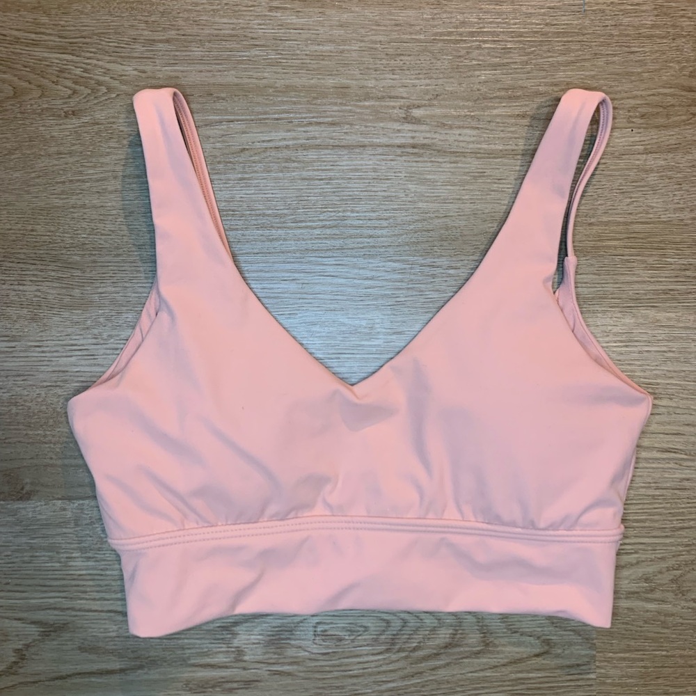 BuffBunny Collection Sports Bra Padded V-Neck Strappy pink sz medium buff bunny